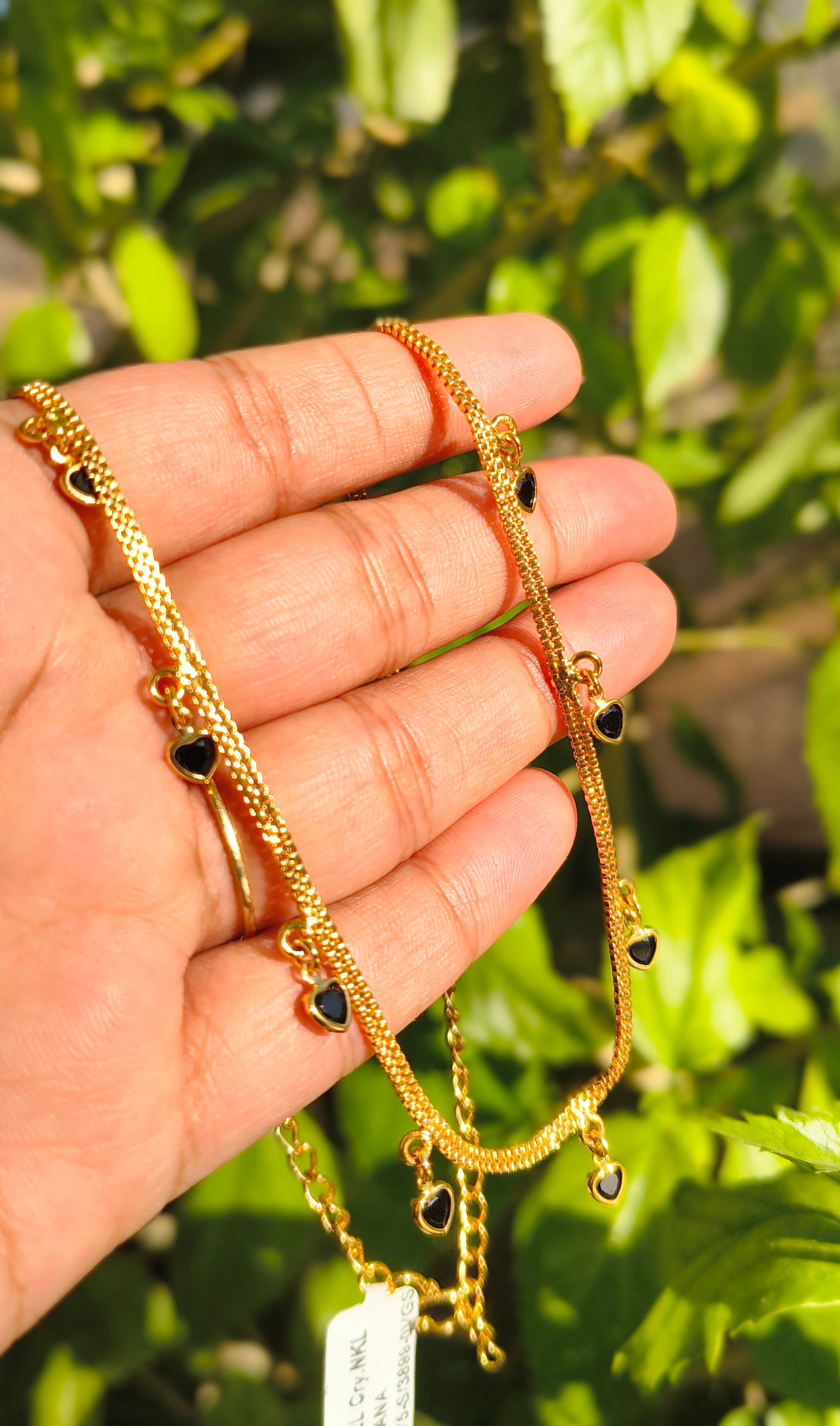 Elegant Gold-Plated Black & Red Heart Charm Necklace for Women | Minimalist Love Necklace | Fashion Jewelry UAE