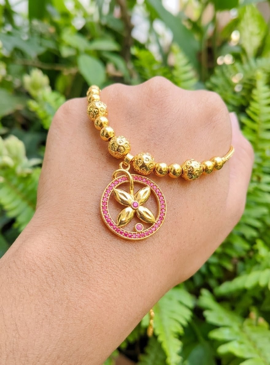 Luxury Gold-Plated Floral Pendant Necklace for Women | Elegant CZ Stone Necklace | Fashion Jewelry UAE