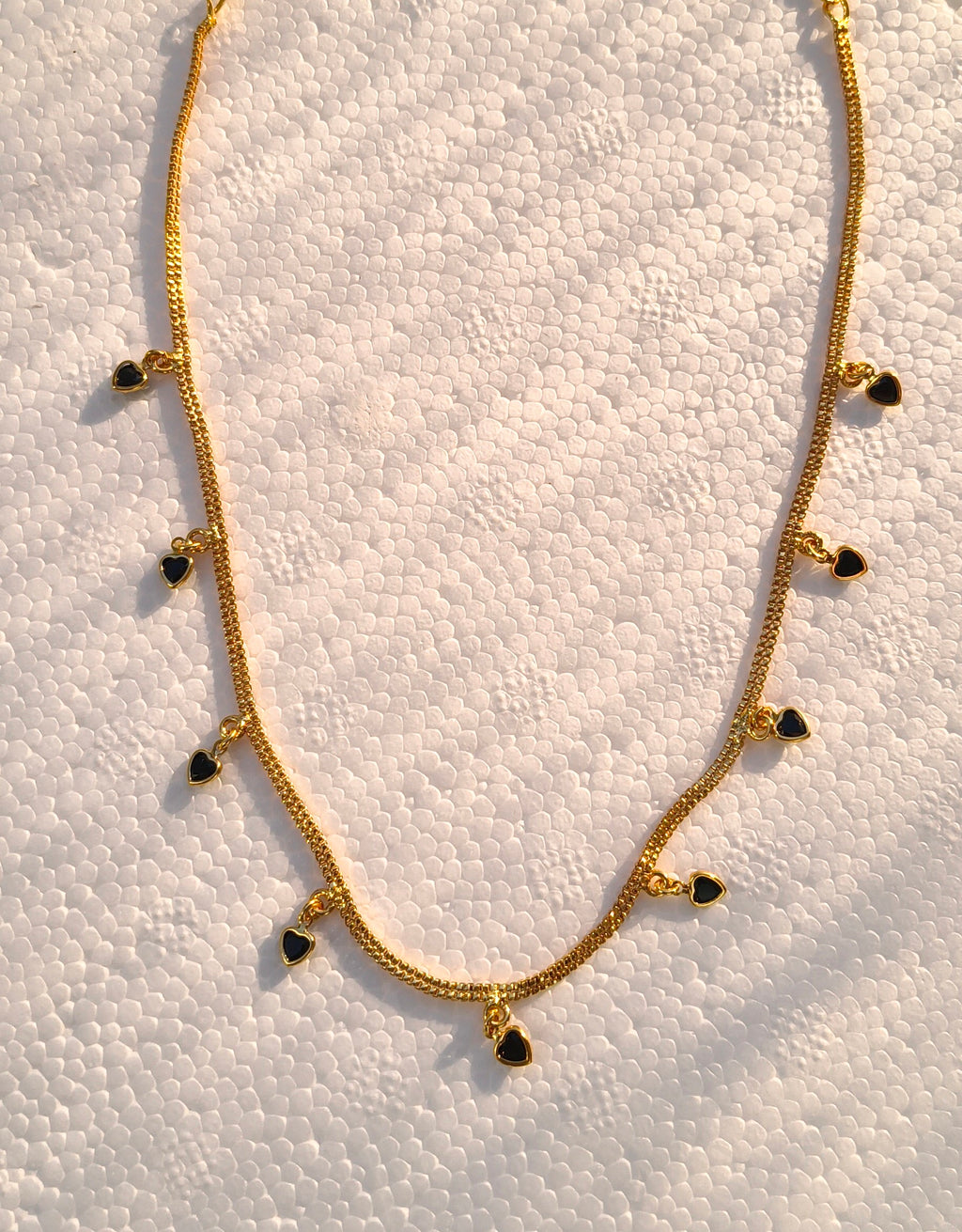 Elegant Gold-Plated Black & Red Heart Charm Necklace for Women | Minimalist Love Necklace | Fashion Jewelry UAE