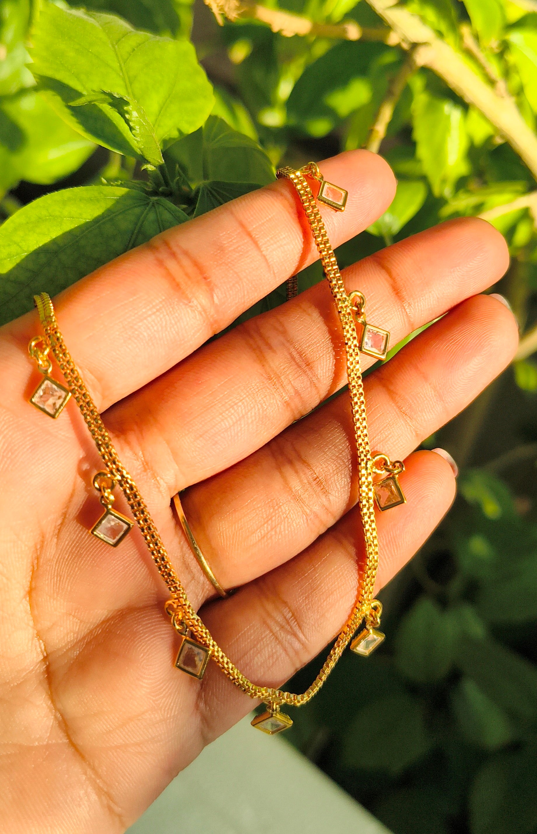Elegant Gold-Plated CZ Diamond Charm Necklace for Women | Minimalist Dangle Necklace | Fashion Jewelry UAE