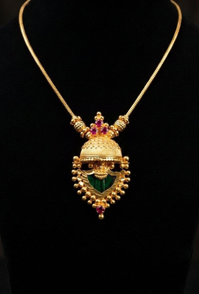 Premium Gold Plated Lakshmi Jhumka Pendant Necklace | Traditional South Indian Temple Jewellery for Women | Bridal & Festive Necklace UAE