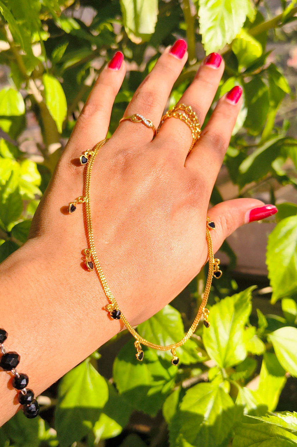 Elegant Gold-Plated Black & Red Heart Charm Necklace for Women | Minimalist Love Necklace | Fashion Jewelry UAE