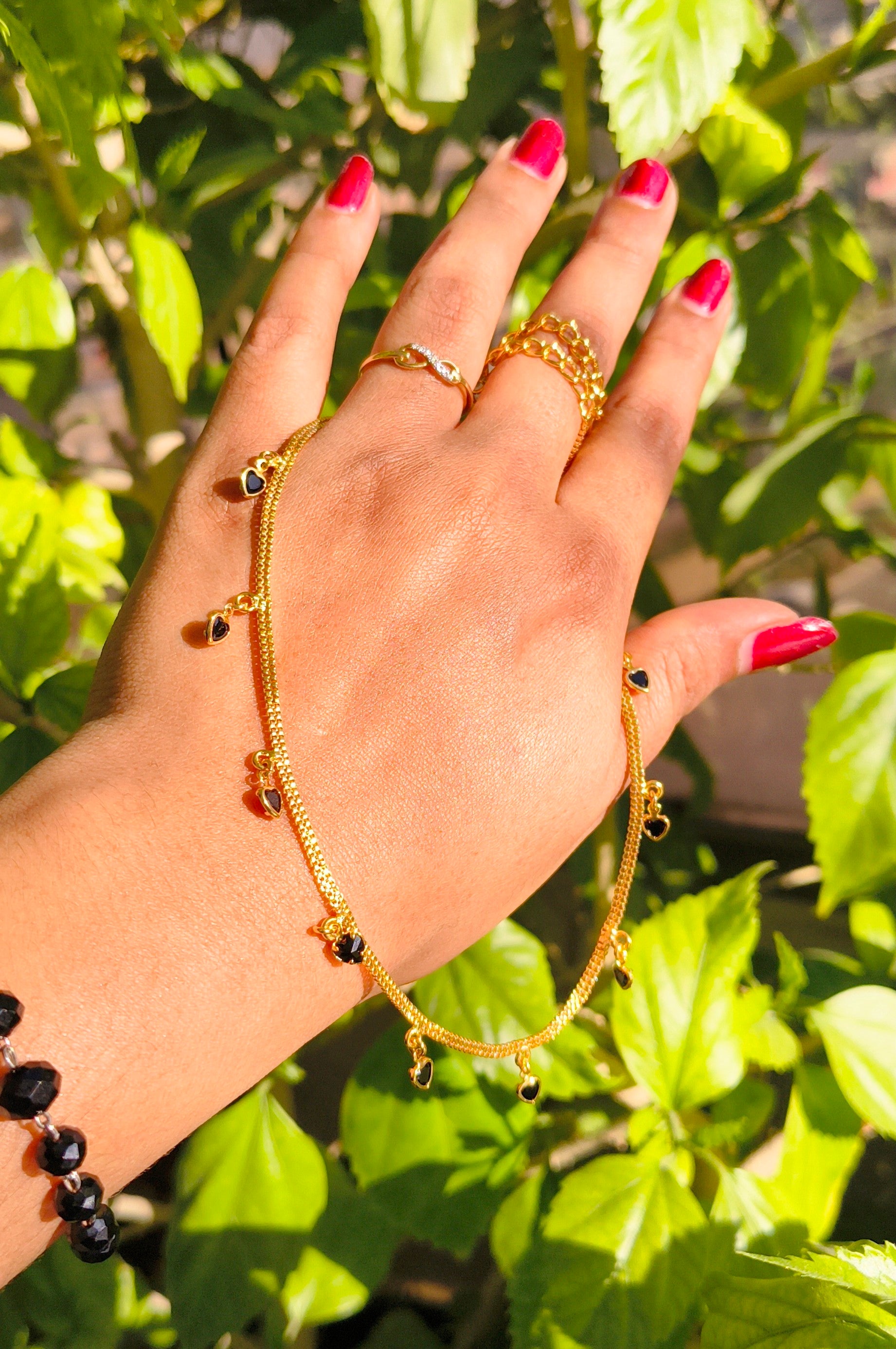 Elegant Gold-Plated Black & Red Heart Charm Necklace for Women | Minimalist Love Necklace | Fashion Jewelry UAE