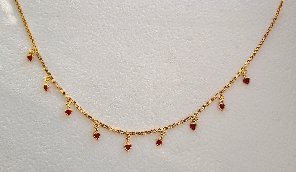 Elegant Gold-Plated Black & Red Heart Charm Necklace for Women | Minimalist Love Necklace | Fashion Jewelry UAE