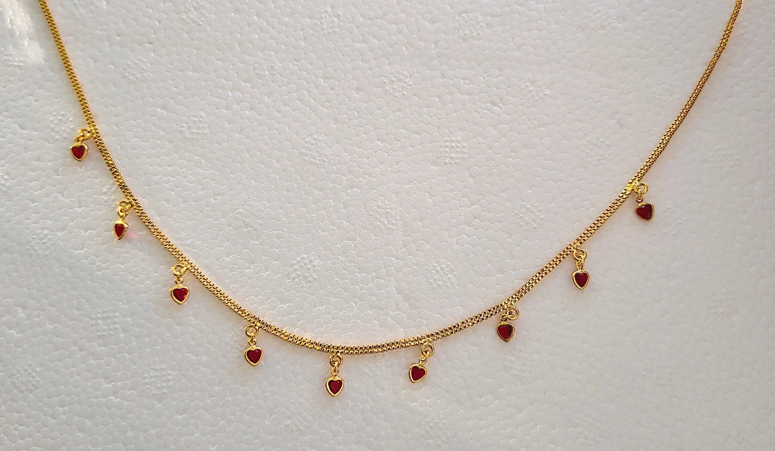 Elegant Gold-Plated Black & Red Heart Charm Necklace for Women | Minimalist Love Necklace | Fashion Jewelry UAE
