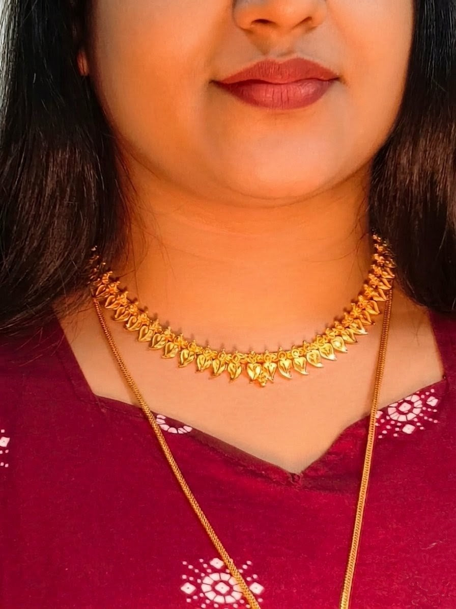 Elegant Gold Plated Leaf Design Necklace for Women | Traditional Indian Jewelry UAE
