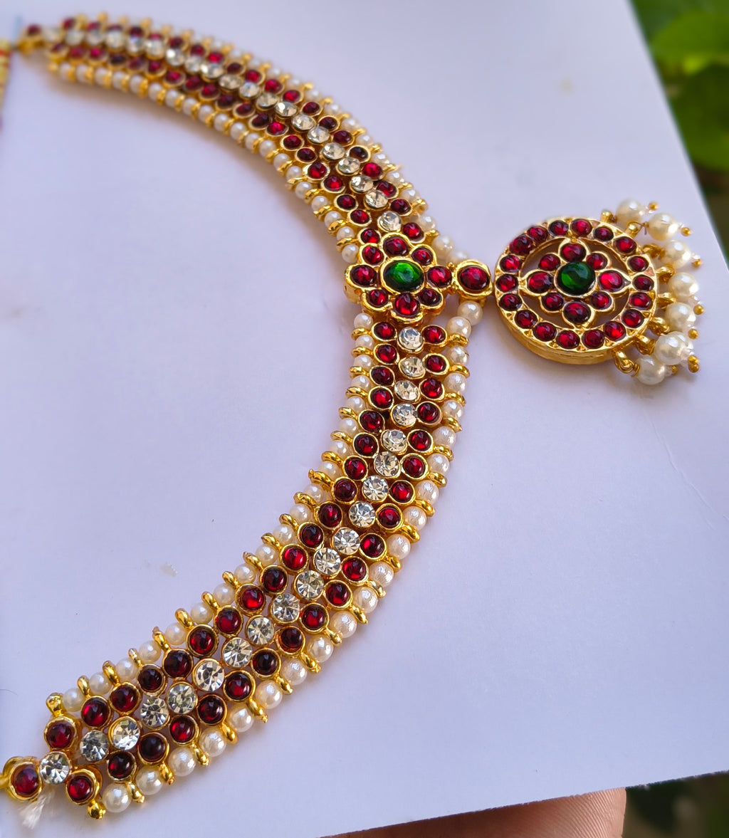 Premium Temple Jewellery Set for Dance| Traditional South Indian Dance Necklace, Jhumka, Choker & Waist Belt | Dance Jewellery /UAE