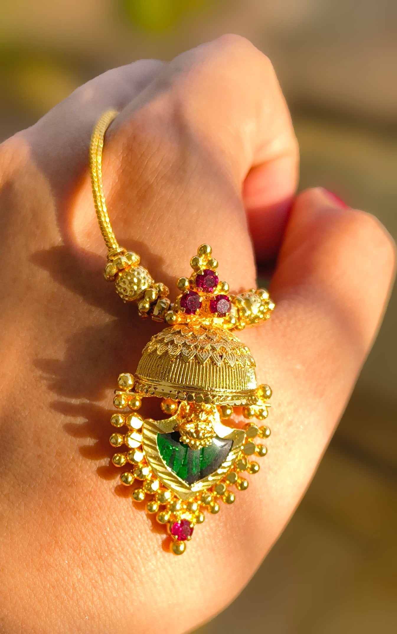 Premium Gold Plated Lakshmi Jhumka Pendant Necklace | Traditional South Indian Temple Jewellery for Women | Bridal & Festive Necklace UAE