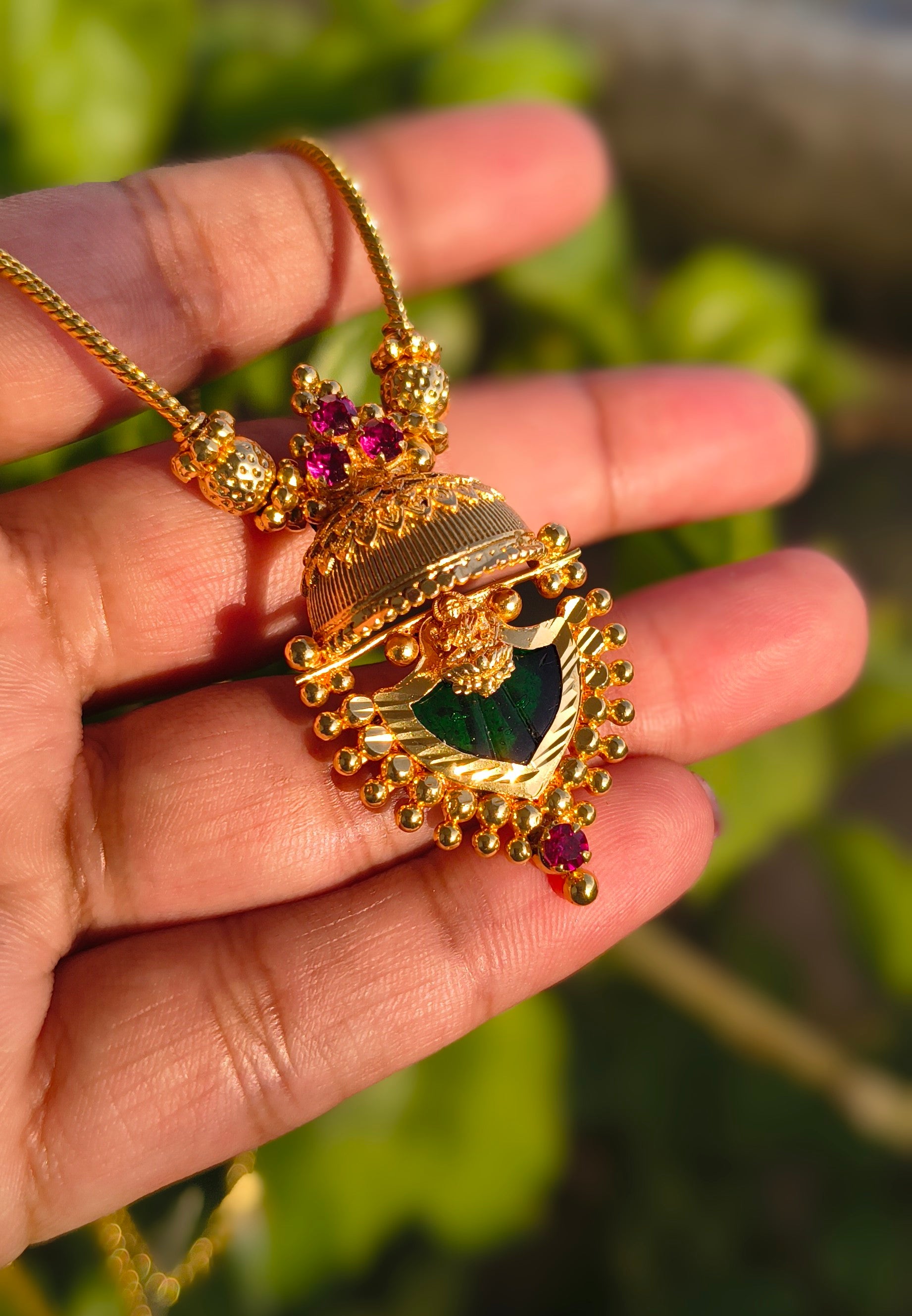 Premium Gold Plated Lakshmi Jhumka Pendant Necklace | Traditional South Indian Temple Jewellery for Women | Bridal & Festive Necklace UAE