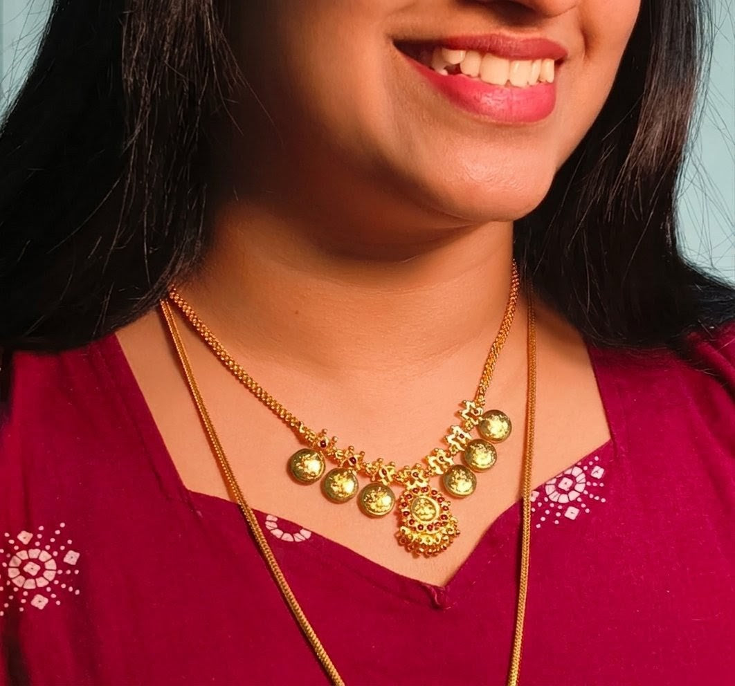 Premium Lakshmi Kasu Mala Necklace | Gold Plated South Indian Coin Necklace for Women | Traditional Bridal & Festive Jewellery UAE