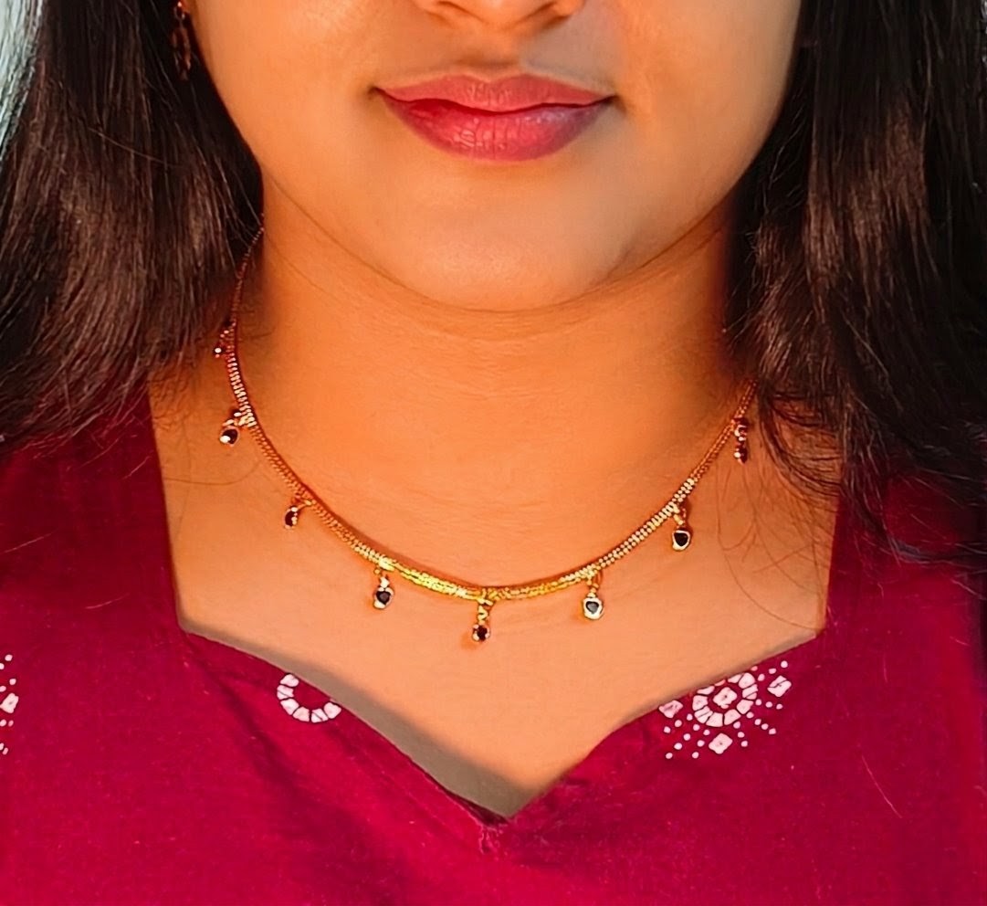 Elegant Gold-Plated Black & Red Heart Charm Necklace for Women | Minimalist Love Necklace | Fashion Jewelry UAE