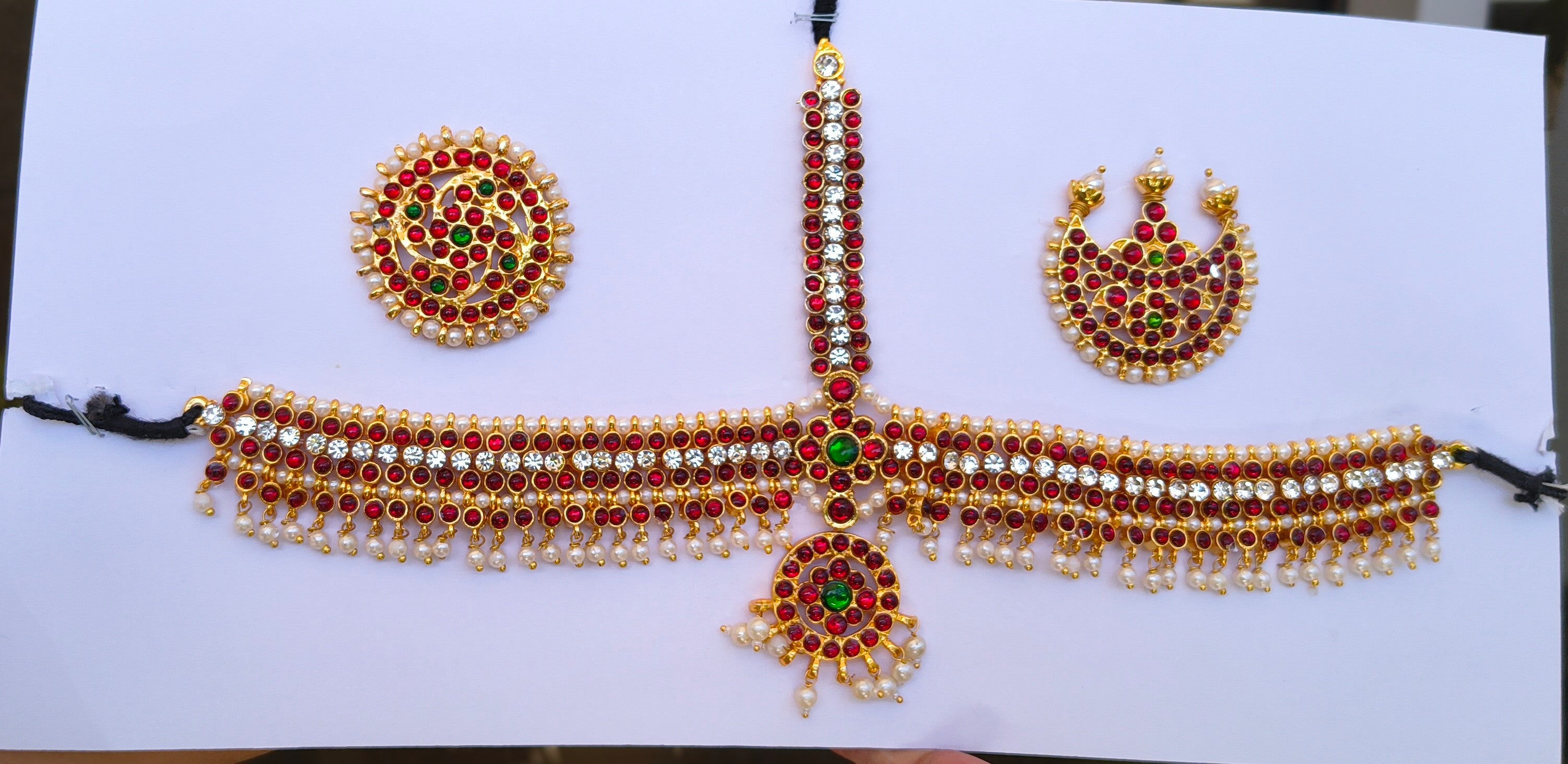 Premium Temple Jewellery Set for Dance| Traditional South Indian Dance Necklace, Jhumka, Choker & Waist Belt | Dance Jewellery /UAE