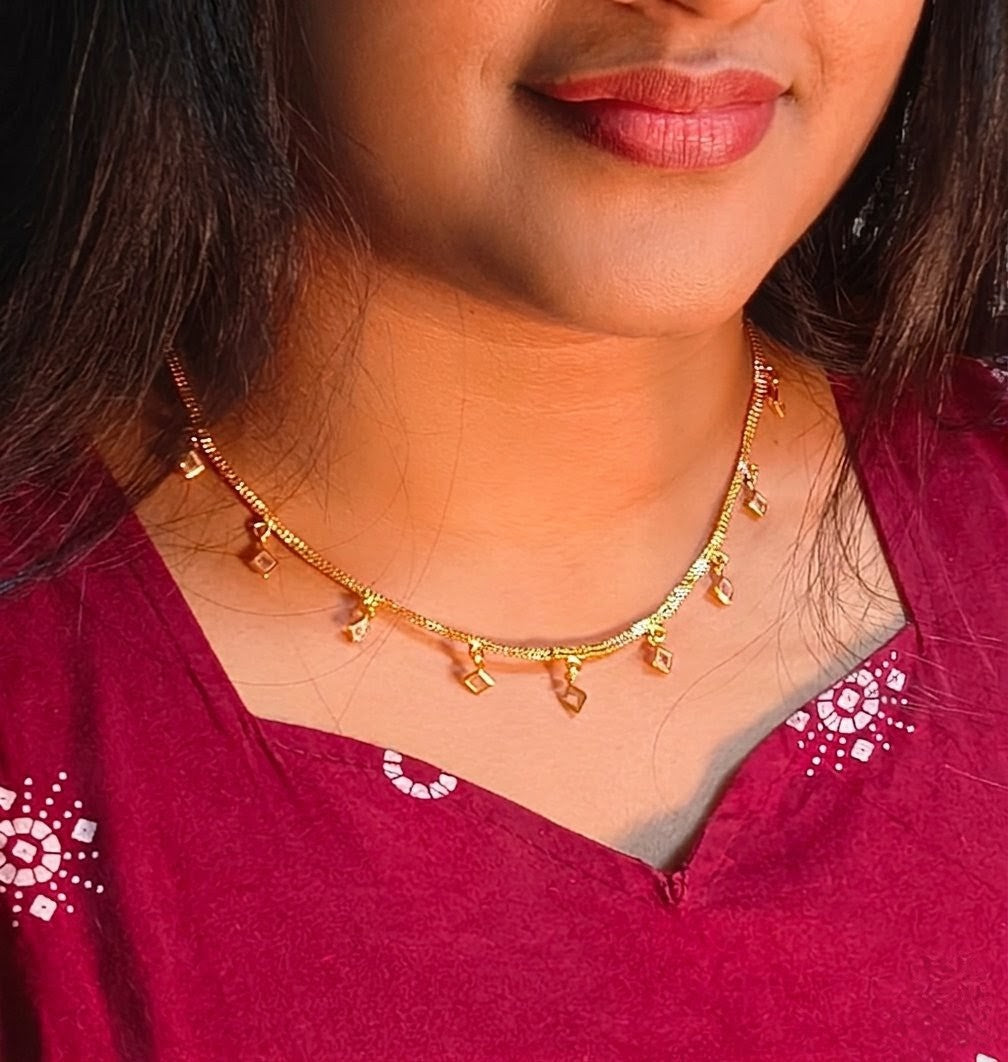 Elegant Gold-Plated CZ Diamond Charm Necklace for Women | Minimalist Dangle Necklace | Fashion Jewelry UAE