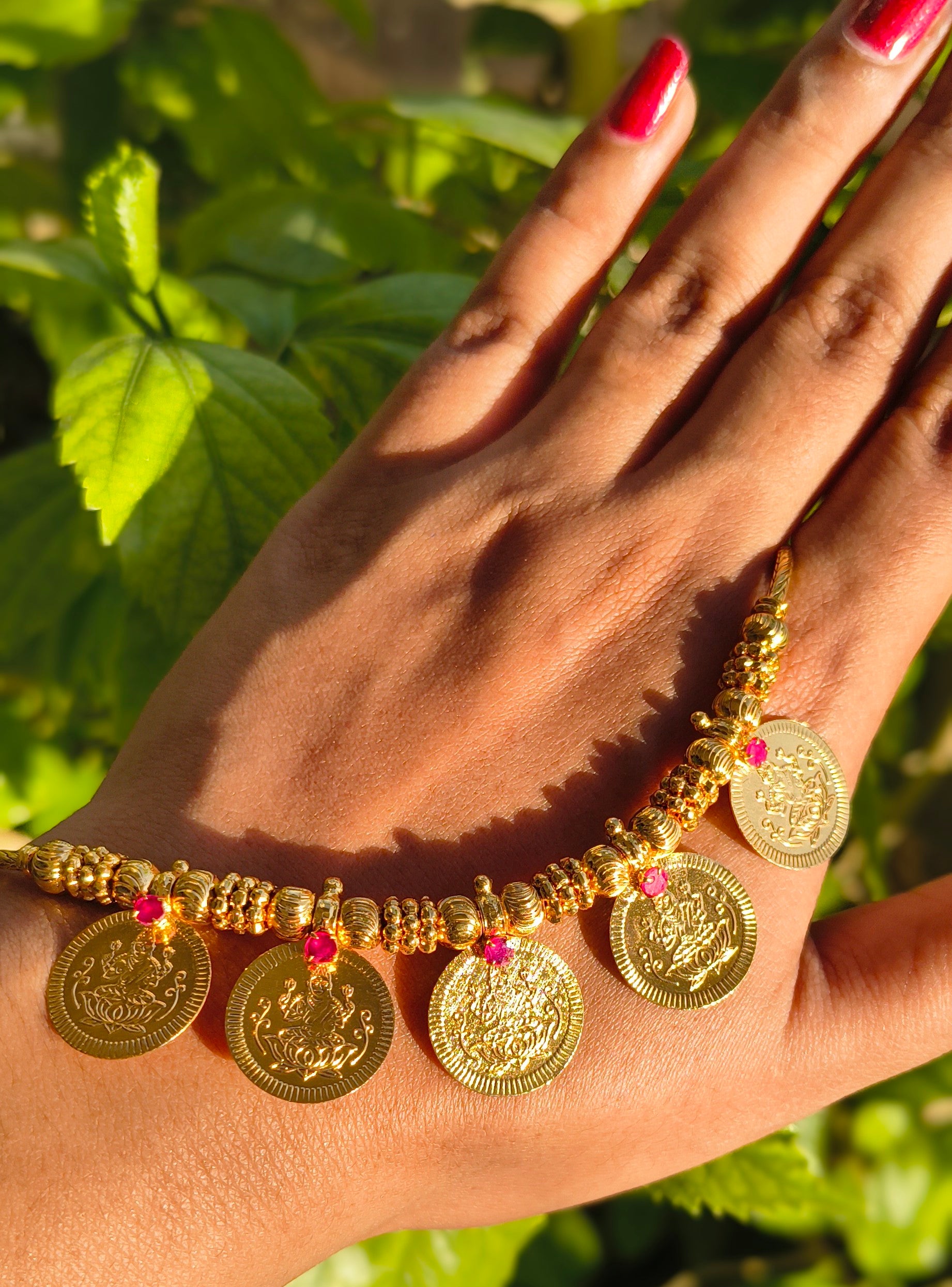 Premium Lakshmi Kasu Mala Necklace | Gold Plated South Indian Coin Necklace for Women | Traditional Bridal & Festive Jewellery UAE