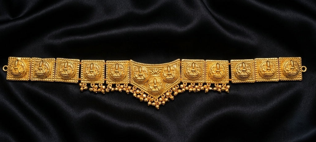 Premium Temple Jewellery Set for Dance| Traditional South Indian Dance Necklace, Jhumka, Choker & Waist Belt | Dance Jewellery /UAE