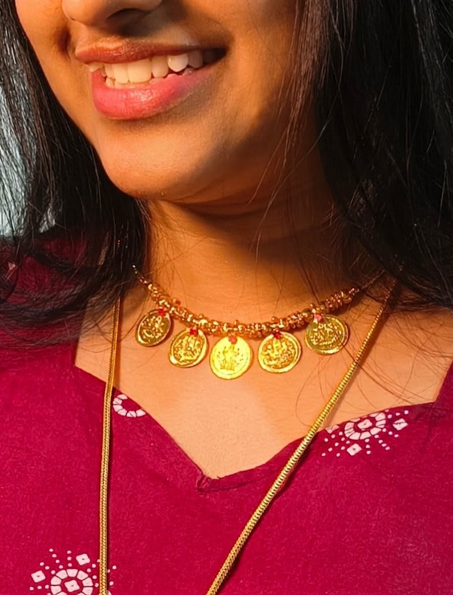 Premium Lakshmi Kasu Mala Necklace | Gold Plated South Indian Coin Necklace for Women | Traditional Bridal & Festive Jewellery UAE