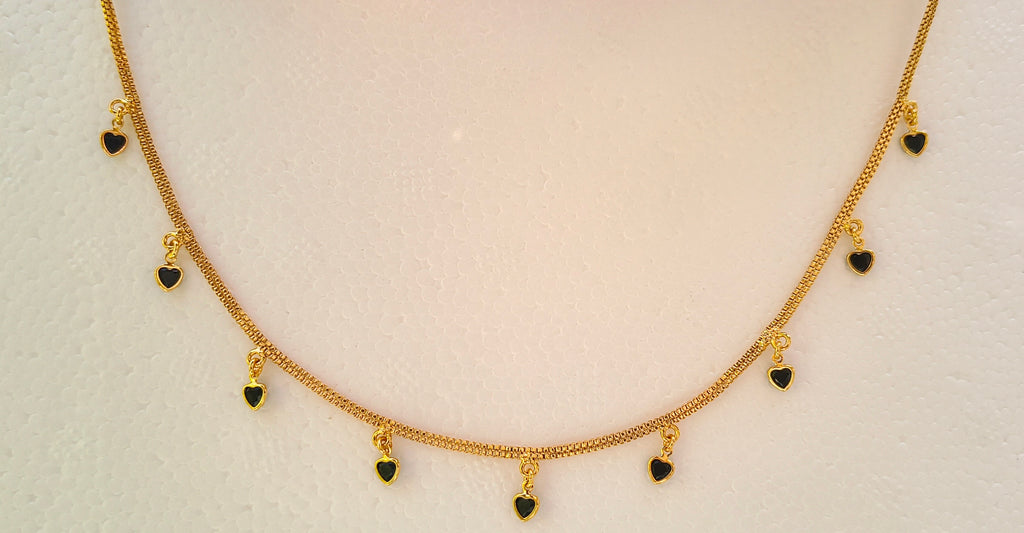 Elegant Gold-Plated Black & Red Heart Charm Necklace for Women | Minimalist Love Necklace | Fashion Jewelry UAE