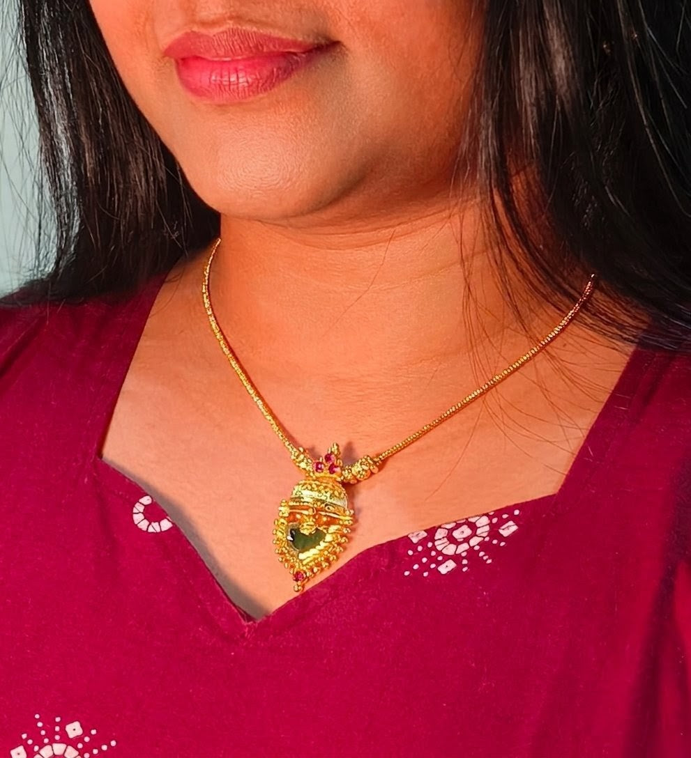 Premium Gold Plated Lakshmi Jhumka Pendant Necklace | Traditional South Indian Temple Jewellery for Women | Bridal & Festive Necklace UAE