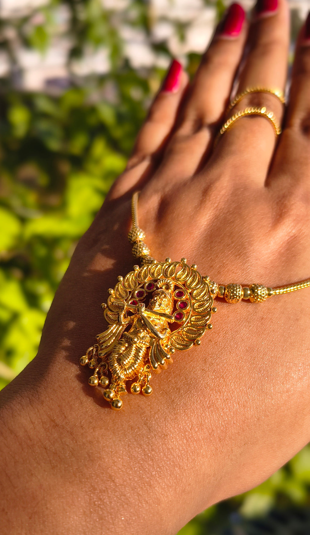 Premium Krishna Pendant Necklace | Gold Plated South Indian Traditional Necklace for Women | Bridal & Festive Jewellery UAE