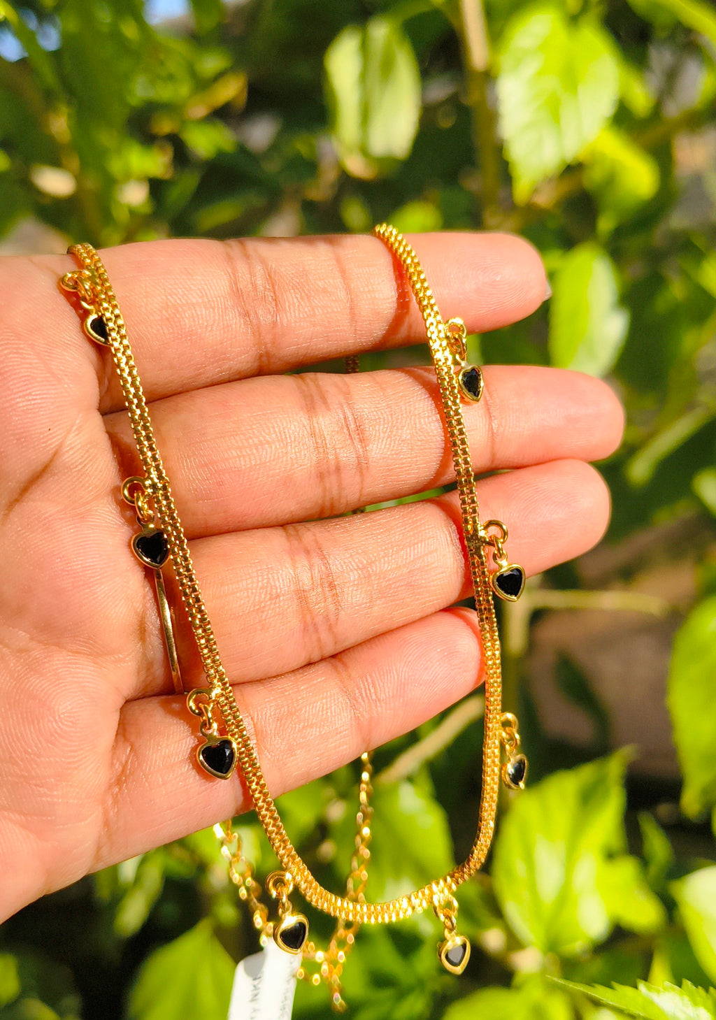 Elegant Gold-Plated Black & Red Heart Charm Necklace for Women | Minimalist Love Necklace | Fashion Jewelry UAE